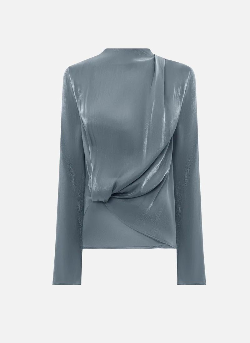 Lichi Asymmetrical blouse in shiny fabric